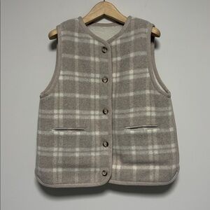Sezane Fred beige plaid will reversible vest sz 8 us preloved